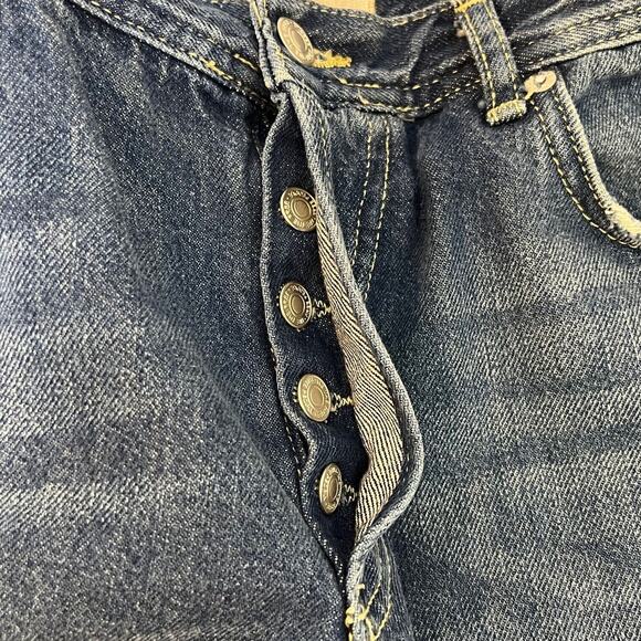 Free People Maggie Straight Raw Hem Crop Jeans Button Fly OB832365 Womens Sz 25 - Picture 5 of 7